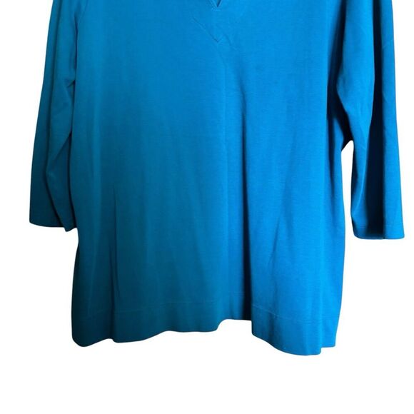 LL Bean Top Womens 2X Green Supima Cotton Split Neck Blouse - Picture 5 of 8